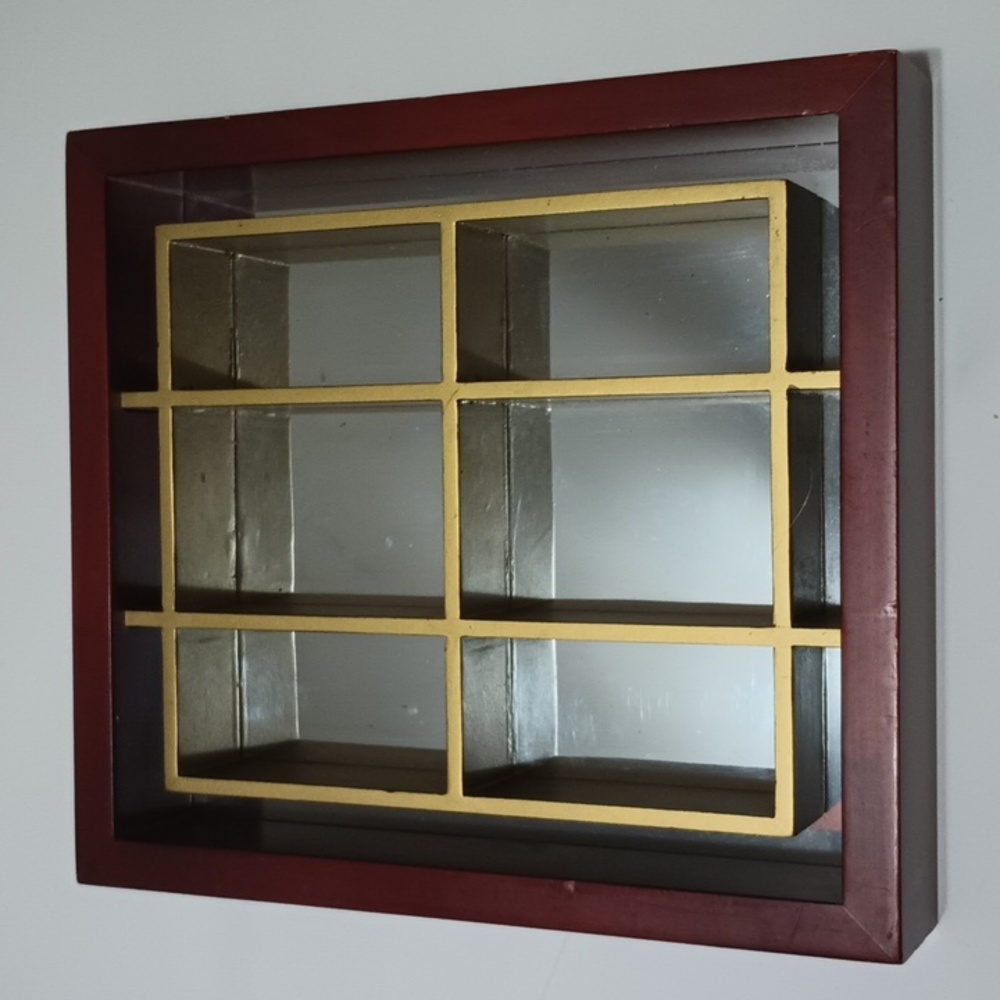 VTG Display Shelf Mirrored Wood Shadow Box